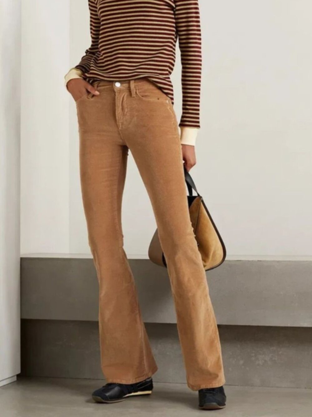 Frame Le High Flare Women Sz 27 Flare Pants Corduroy Camel High Rise Stretch
